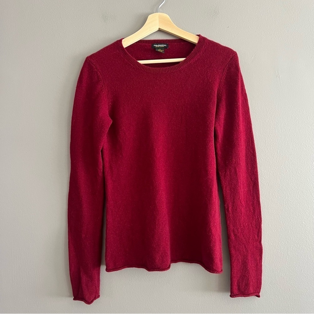 Philosophy Dane Lewis Deep Red 100% Cashmere Crew Neck Sweater Sz M